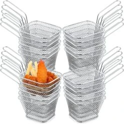 24 Pcs Mini Square Fry Basket Stainless Steel French Fries Holder Deep Fryer Baskets Only Square Mesh Food Basket With Handles Small Serving Basket For Kitchen Restaurant Cafe Barbecue (Sliver) 13 24 Pcs Mini Square Fry Basket Stainless Steel French Fries Holder Deep Fryer Baskets Only Square Mesh Food Basket With Handles Small Serving Basket For Kitchen Restaurant Cafe Barbecue (Sliver) -KitchenAid Shop 51181lJItsL. AC