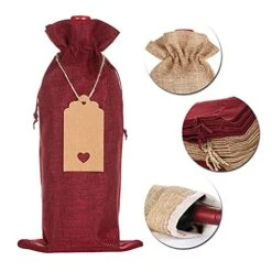 Burlap Wine Gift Bags, 12 Pack Jute Wine Bottle Bags With Drawstring, Reusable Wine Bottle Covers With Ropes And Tags -KitchenAid Shop 511AH5P9i1S