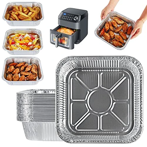 Air Fryer Disposable Aluminum Foil Liner, Air Fryer Parchment Paper Replacement, 8 Inch Square Air Fryer Pan, Compatible With Corsori, Ninja, Cuisinart Air Fryer And More(Set Of 30) 3 Air Fryer Disposable Aluminum Foil Liner, Air Fryer Parchment Paper Replacement, 8 Inch Square Air Fryer Pan, Compatible With Corsori, Ninja, Cuisinart Air Fryer And More(Set Of 30)