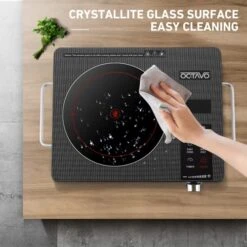 1800 Watt Portable Infrared Burner, Electric Burner With 4 Hours Timer, Electric Hot Plate With Touch Control Panel Adjustable Heating Power, Glass Infrared Cooktop For Cooking Portable -KitchenAid Shop 511GUxjvwSL