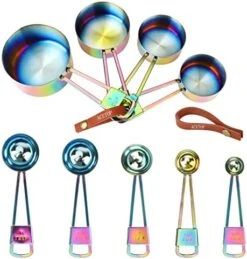 9 Pcs Measuring Spoons And Cups Set Intsun Stackable Stainless Steel Measuring Cups And Spoons Multi-color With Engraved Measurements And Mirror Polished Measuring Cup Set For Cooking, Mixing, Baking -KitchenAid Shop 511MAfPe8oL. AC