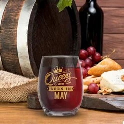 Irthday Gifts For Women - Queens Are Born In May - Taurus And Gemini - 21oz Stemless Wine Glass - Unique Horoscope Gifts For Her - Happy Birthday Gifts For Moms, Best Friends, Sisters -KitchenAid Shop 511MCj0vSuL