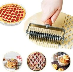 Stainless Steel Lattice Cutter, Dough Lattice Roller Cutter Baking Tool Cookie Pie Pizza Bread Pastry Crust Roller Cutter With Wood Handle, Household Time-Saver Baking Pastry Tools For Pizza Biscuits -KitchenAid Shop 511O7GtwzfL. AC