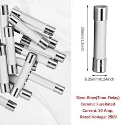 Microwave Fuse 20 Amp Slow Blow Microwave Fuse Ceramic Tube Fuse 250V 20a, 6.35 X 30 Mm, Compatible With GE WB27X10388, Kenmore Slow Blow Microwave Oven Replacement Parts (20 Pieces)