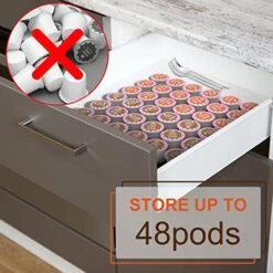 Coffee Pod Storage Tray,Drawer Insert Organizer Hold 48pods Compatible With Keurig K-Cup For Kitchen Home Office-(Waterproof/Washable)
