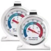 Refrigerator Thermometers Large Dial Freezer Thermometer With Dual-Scale -30~30°C/-20~80°F For Freezer Refrigerator Cooler, Hooks Or Stands Alone Thermometers Durable Steel (Pack Of 2)