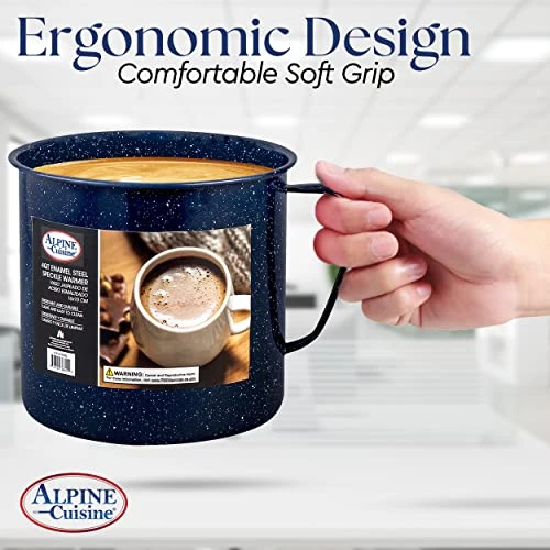 Enamel Steel Handled Pot And Large Capacity Coffee Warmer 4 Quart - Dark Blue Speckle Camping Pot And Mug, Coffee Warmer For Coffee, Tea, Cappuccino 5 Enamel Steel Handled Pot And Large Capacity Coffee Warmer 4 Quart - Dark Blue Speckle Camping Pot And Mug, Coffee Warmer For Coffee, Tea, Cappuccino - Image 3