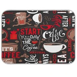 Offee Brown Pattern Microfiber Coffee Mat Machine Washable For Coffee Station