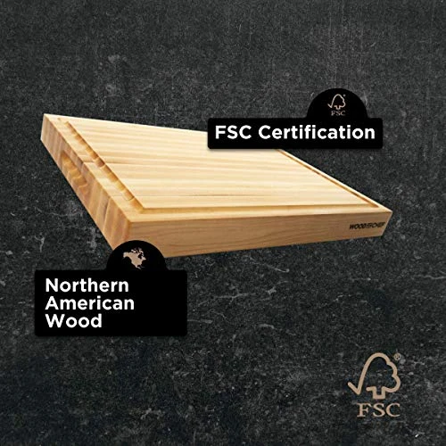 Large Wood Cutting Board From North American Maple - 20x16x1.5 Inches - A Reversible Butcher Block That Comes With Juice Groove For Cutting Meat And Juicy Veggies Easily - Large Chopping Board - Maple 6 Large Wood Cutting Board From North American Maple - 20x16x1.5 Inches - A Reversible Butcher Block That Comes With Juice Groove For Cutting Meat And Juicy Veggies Easily - Large Chopping Board - Maple - Image 4
