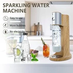 4° Sparkling Water Maker, Carbonated Water Machine And Soda Maker Machine For Home, With 1.0L BPA-free Sparkling Water Bottle, Compatible With Any Screw-in 60L CO2 Carbonator(NOT Included)(Wooden) -KitchenAid Shop 511u96RUUUL