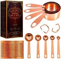 Copper Measuring Cups And Spoons Set Of 9 - Premium Gift Packaging + Cooking Conversions Chart. Extra Sturdy Stainless Steel With Copper Finish, Satin And Mirror Polish. Gift Under 25 Dollars. -KitchenAid Shop 511xFHTyBL. AC