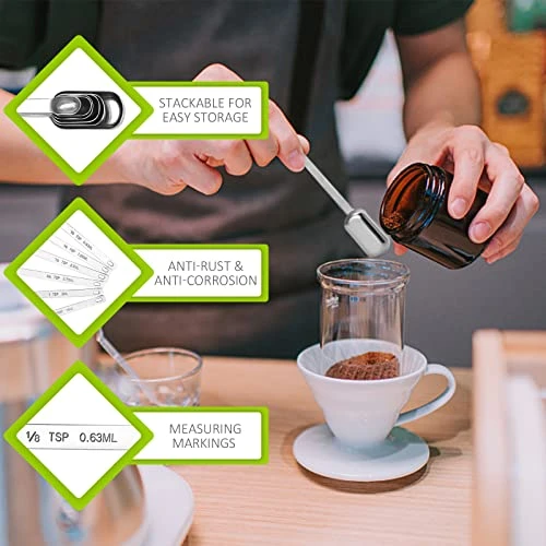1/8 Teaspoon(0.63 ML | 0.63 Cc | Dash) Single Measuring Spoon, Stainless Steel Individual Measuring Spoons, Long Handle Measuring Spoons Only 4 1/8 Teaspoon(0.63 ML | 0.63 Cc | Dash) Single Measuring Spoon, Stainless Steel Individual Measuring Spoons, Long Handle Measuring Spoons Only - Image 2
