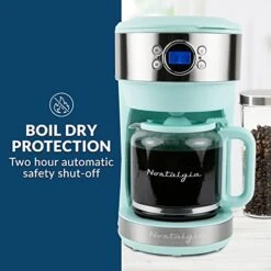 Retro Coffee Maker, 12 Cup, Vintage Coffee Machine With Adjustable Timer, Warm Function, Anti Drip, Glass Carafe Included, Aqua -KitchenAid Shop 5125sw4L7aL