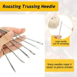 Roasting Trussing Needles Butchers Meat Trussing Needle Stainless Steel Cooking Needles Poultry Trussing Needle For Securing Stuffed Turkey, Chicken, Roasts And Rolled Meats Supplies (6 Pieces) -KitchenAid Shop 512Ewj8sd1L