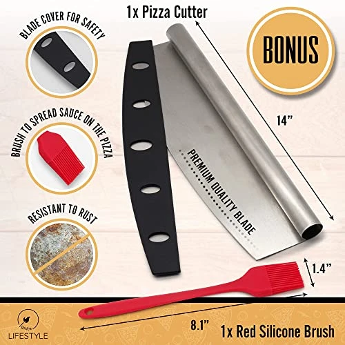 Gnite Lifestyle Pizza Peel Set - Pizza Spatula 12"x14" + Pizza Rocker Cutter + Pastry Brush - Aluminum Metal Pizza Peel 12 Inch W/Foldable Wood Handle For Easy Storage-Homemade For Pizza/Baking/Bread 6 Gnite Lifestyle Pizza Peel Set - Pizza Spatula 12"x14" + Pizza Rocker Cutter + Pastry Brush - Aluminum Metal Pizza Peel 12 Inch W/Foldable Wood Handle For Easy Storage-Homemade For Pizza/Baking/Bread - Image 4