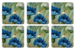Fleur Des Champs Collection Coasters | Set Of 6 | Cork Backed Board | Heat And Stain Resistant | Drinks Coaster For Tabletop Protection | Measures 4” X 4” -KitchenAid Shop 512Vq7FRRRL