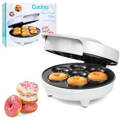 Mini Donut Maker - Electric Non-Stick Surface Makes 7 Small Doughnuts, Decorate Or Ice Your Own For Kid Friendly Dessert Or Snack - The Unique Gift Or Baking Activity For Kids & Adults