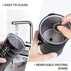 Electric Milk Frother And Steamer - Milk Frother And Steamer, Milk Frother With Hot And Cold Foam Function(4.05 Oz / 8.46oz), Black Automatic Milk Frother,120V -KitchenAid Shop 512aob14z8L