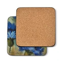 Fleur Des Champs Collection Coasters | Set Of 6 | Cork Backed Board | Heat And Stain Resistant | Drinks Coaster For Tabletop Protection | Measures 4” X 4”