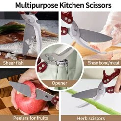 Kitchen Scissors Heavy Duty,Shears All Purpose Dishwasher Safe,Stainless Steel Multi-function Poultry Shears,Sharp Cooking Scissors For Chicken,Fish,Raptor,Meat,Turkey,Seafood,Crab,Bone (Burgundy) 14 Kitchen Scissors Heavy Duty,Shears All Purpose Dishwasher Safe,Stainless Steel Multi-function Poultry Shears,Sharp Cooking Scissors For Chicken,Fish,Raptor,Meat,Turkey,Seafood,Crab,Bone (Burgundy) -KitchenAid Shop 512h6gn3LEL