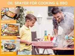 Live Oil Sprayer | Glass Oil Mister Oil Sprayer For Cooking | 220ml/7.4 Oz Blue Clear Spray Bottle - Must Have For Air Fryer, Everyday Cooking, Baking, BBQ, Salad | Oil Spritzer Easy To Refil And Use