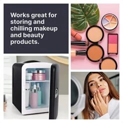 Portable Mini Fridge 4 Liter 6 Can Skincare Fridge, AC 120V DC 12V Small Refrigerator Cooler And Warmer For Skincare, Foods, Medications, Bedroom, Travel And Car - Black 18 Portable Mini Fridge 4 Liter 6 Can Skincare Fridge, AC 120V DC 12V Small Refrigerator Cooler And Warmer For Skincare, Foods, Medications, Bedroom, Travel And Car - Black -KitchenAid Shop 512jULxjspL