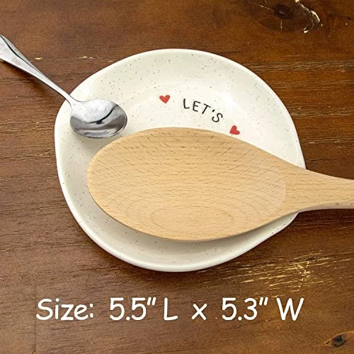 Gifts For Couples - Kitchen Spoon Rest For Home Cook - Let’s Cook Together - White Ceramic Utensil Holder For Double Spoons 5 Gifts For Couples - Kitchen Spoon Rest For Home Cook - Let’s Cook Together - White Ceramic Utensil Holder For Double Spoons - Image 3
