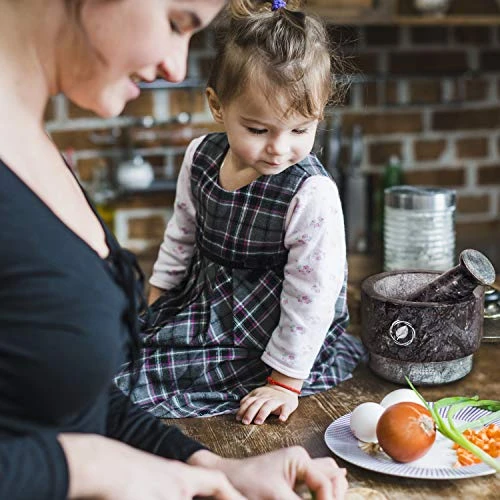 Mortar And Pestle Set (Large) | Gray Marble | Stone Spice Grinder | 2.1 Cup Capacity | 5.5 Inch | Reversible | Molcajete Mexicano | Guacamole, Pesto, Spices | Large Mortar & Pestles | Gift Set 8 Mortar And Pestle Set (Large) | Gray Marble | Stone Spice Grinder | 2.1 Cup Capacity | 5.5 Inch | Reversible | Molcajete Mexicano | Guacamole, Pesto, Spices | Large Mortar & Pestles | Gift Set - Image 6