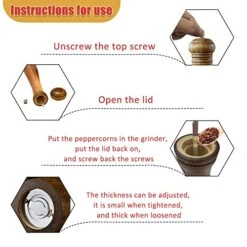 Pepper Grinder,UMIKAkitchen SYNCHKG087844 KITCHEN Pepper Mill [One Year Warranty], Solid Wood Body With Adjustable Grinder 8"(1 Piece), 1 -KitchenAid Shop 512t6RUayZL