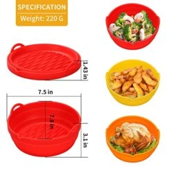 7.5" Air Fryer Silicone Baking Set 3 Pcs, Reusable Baking Tray Air Fryer Liners 1.4L, Air Fryer Oven Kitchen Accessories, Food Grade Safety Non-Stick -KitchenAid Shop 512u8D3pZQL