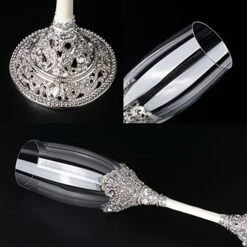 Silver Champagne Flutes - Crystal Glasses Metal Base With Crystal Stones, Set Of 2 Toasting Flute Pair, Wedding Anniversary Party Birthday Banquets, Gifts For Bride And Groom7oz… 14 Silver Champagne Flutes - Crystal Glasses Metal Base With Crystal Stones, Set Of 2 Toasting Flute Pair, Wedding Anniversary Party Birthday Banquets, Gifts For Bride And Groom7oz… -KitchenAid Shop 512ywRf9AcL