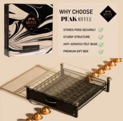 Nespresso Vertuo Capsules Holder - Drawer Tray For 45 Vertuoline & Bartesian Capsules - Tempered Glass - Capsule Storage - Designed For Nespresso Accessories - Pods Organizer - Peak Coffee -KitchenAid Shop 5134PTOrPFL