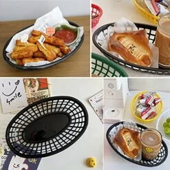 Plastic Oval Fast Food Baskets Fryer Basket For Party,Set Of 12 (Black) (Black) -KitchenAid Shop 513RqZuRzlS