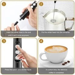 Ilk Frother Handheld Electric Foam Maker USB Rechargeable Coffee Frother With 2 Stainless Whisks, 3 Speed Adjustable Mini Blender For Coffee, Latte, Cappuccino, Egg Whisks, Hot Chocolate (Black) -KitchenAid Shop 513SS5eal7L