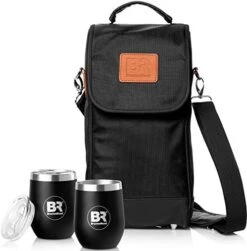 Insulated Wine Carrier With Stainless Steel Glasses | Portable Wine Bag, Nautical Wine Purse | Carrier Case For Wine Accessories- Water Resistant Tote Bag.Picnics-Boating Wine Gifts For Women (Blue) -KitchenAid Shop 513WLORr L. AC