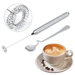 Milk Frother Battery Operated, Portable Travel Frother Electric Milk Foamer Coffee Frother Handheld Mini Drink Mixer With Spoon For Coffee, Latte, Cappuccino, Hot Chocolate -KitchenAid Shop 513ZonTRXrL