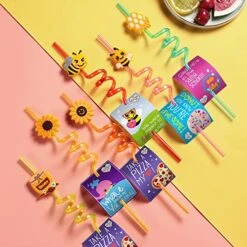 24 Bee Party Favors Bee Sunflower Honey Drinking Straws Goodie Gifts For Kids Birthday Party Supplies With 2 PCS Cleaning Brushes -KitchenAid Shop 513e7fmho0L