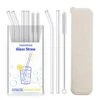 4-Pack Reusable Glass Straw With Travel Case,Size 8.5''x10 MM,Including 2 Straight And 2 Bent With 2 Cleaning Brush- Perfect For Smoothies, Tea, Juice