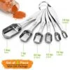 Stainless Steel Measuring Spoons, Heavy Duty Metal Measuring Spoon With Long Handle, Fit Into Small Narrow Mini Spice Jar, Set Of 6 Measuring Tools For Baking & Kitchen