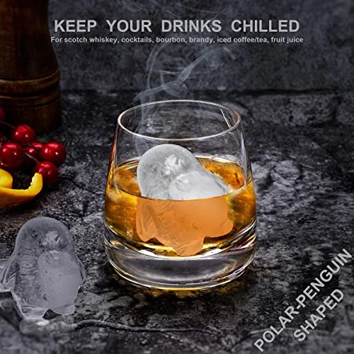 3D Penguin Ice Cube Tray, 2.2" Large Thicked Silicone Fun Shapes Whiskey Ice Mold With Funnel For Cocktails,Bourbon,Brandy, Whiskey Gifts For Men 4 3D Penguin Ice Cube Tray, 2.2" Large Thicked Silicone Fun Shapes Whiskey Ice Mold With Funnel For Cocktails,Bourbon,Brandy, Whiskey Gifts For Men - Image 2