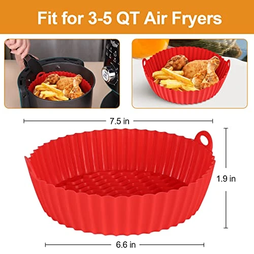 2 Pack Air Fryer Silicone Liners-7.5inch Round Reusable Air Fryer Silicone Basket Liners, Heat Resistant Air Fryer Pot Inserts, Dishwasher Safe, Fits 3 To 5 Qt For Air Fryer Oven Accessories 4 2 Pack Air Fryer Silicone Liners-7.5inch Round Reusable Air Fryer Silicone Basket Liners, Heat Resistant Air Fryer Pot Inserts, Dishwasher Safe, Fits 3 To 5 Qt For Air Fryer Oven Accessories - Image 3