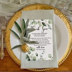 Wedding Thank You Cards Thank You Place Setting Wedding Greenery Cards Eucalyptus Thank You Place Cards 4 X 6 Inches For Wedding Reception Rehearsal Dinner Party Bridal Shower(50 Pieces) 17 Wedding Thank You Cards Thank You Place Setting Wedding Greenery Cards Eucalyptus Thank You Place Cards 4 X 6 Inches For Wedding Reception Rehearsal Dinner Party Bridal Shower(50 Pieces) -KitchenAid Shop 513uvdkbDoL