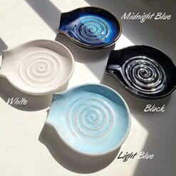 Ceramic Spoon Rest For Kitchen Counter - Utensil Holder (Large Spout - Light Blue) -KitchenAid Shop 513vAMPb2YL