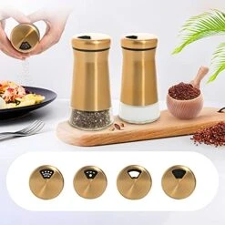 Bonris Copper Stainless Steel Salt And Pepper Shakers,Clear Bottom Jar Bottle Container With Stainless Steel Top,with Adjustable Pouring Hole -KitchenAid Shop 5141WU7zHwS