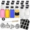 20pack Shot Bottles With Caps,Whiskey Sample Bottles,2oz Boston Round Clear Glass Bottles,Wellness Shot Bottles For Juice,Liquor,Ginger Shots,Potion,Vanilla,With 4 Funnels,32 Labels,1brush,No Leakag
