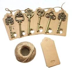 Wedding Favors Skeleton Key Bottle Opener With Escort Card Tag And Key Chains For Guests Party Favors Rustic Decoration (Bronze 75pcs)… -KitchenAid Shop 5143R5DxOjL