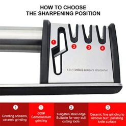 Knife Sharpener, Professional Kitchen Sharpener 4 In 1 Knife And Scissor Sharpening Designed For All Sized Household Knives-Easy And Safe To Use, Fast And Effective Sharpenin -KitchenAid Shop 5143iUlyL1L