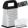 Stainless Steel Box Grater, 4-Sided XL Cheese And Spice Graters With Handle, Slice, Shred, Grate Vegetables, Ginger, Potatoes, Handheld Food Shredder, Zester, Includes Container, Black -KitchenAid Shop 514APfuSzIL