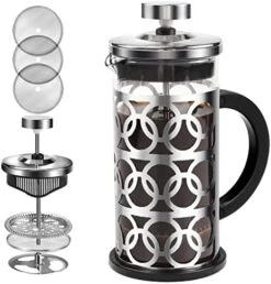 French Press Coffee Maker 12 Ounce Stainless Steel With Borosilicate Glass Heat Resistant 4 Level Filtration System For Brew Coffee & Tea Dishwasher Safe 350ml (12oz, Stainless Black) 30 French Press Coffee Maker 12 Ounce Stainless Steel With Borosilicate Glass Heat Resistant 4 Level Filtration System For Brew Coffee & Tea Dishwasher Safe 350ml (12oz, Stainless Black) -KitchenAid Shop 514IfGpoqL. AC
