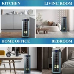 Wine Cooler, Compact Mini Wine Fridge Wine Cellar For Red, White, Champagne Or Sparkling Wine, Freestanding Wine Refrigerator With Quiet Compressor & LED Light, 40-66F, Blue&gray (12 Bottles) -KitchenAid Shop 514Ild72ObL
